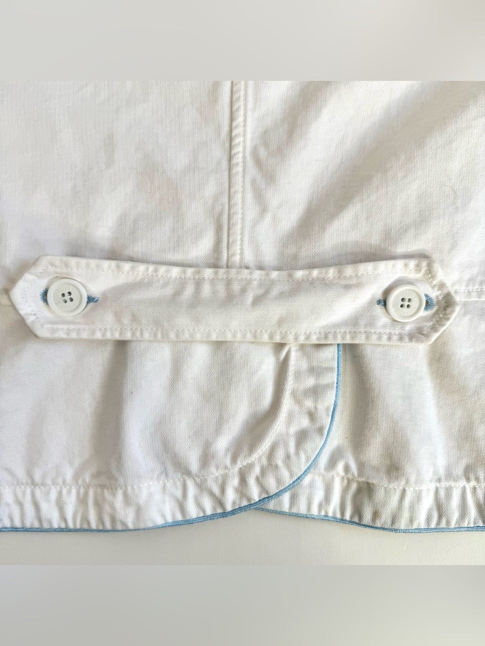 Y2K VINTAGE JUICY COUTURE JEANS White Twill Blue Piping Blazer Jacket Size XL - Picture 9 of 15
